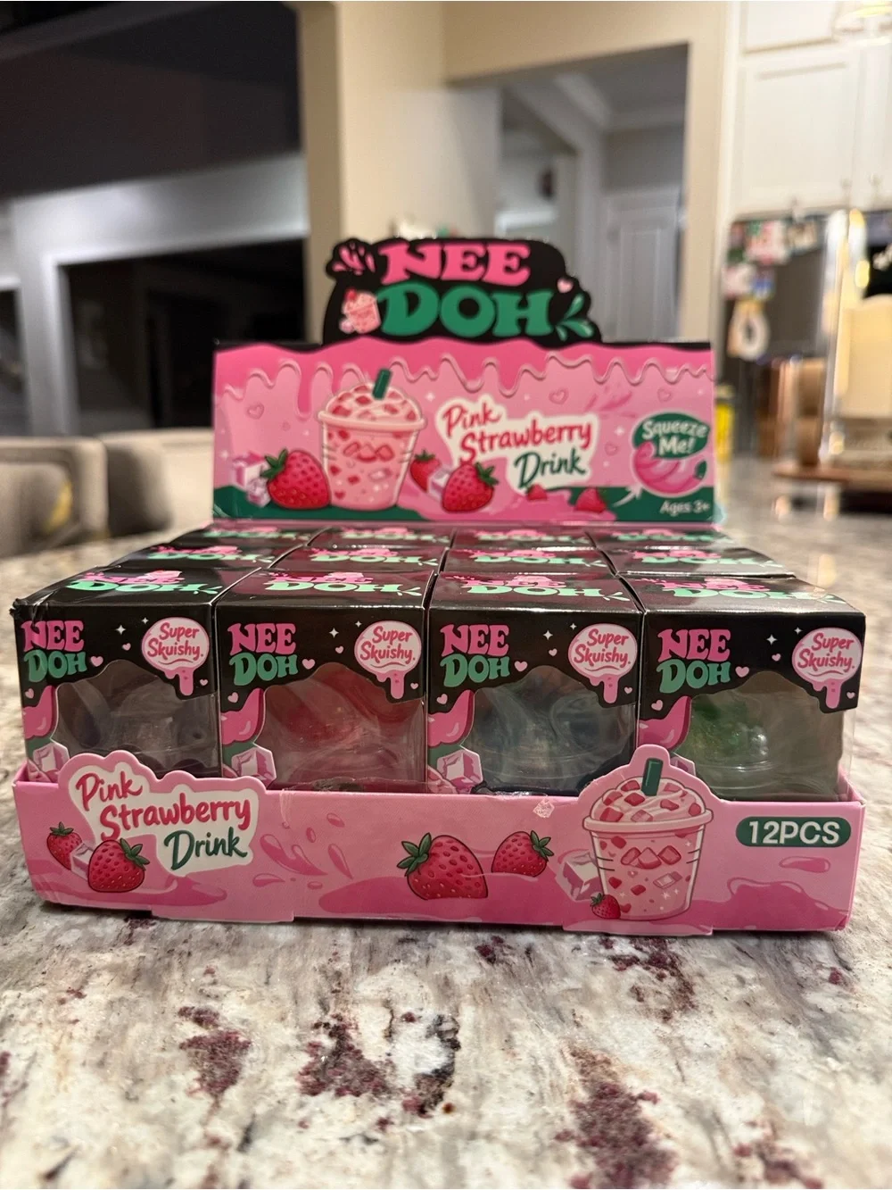 Pink Strawberry Drink Super Squishy Party Favors - Pink